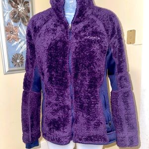 Columbia Sweatshirt Womens Small S Full Zip Fleece Long Sleeve Collared Purple